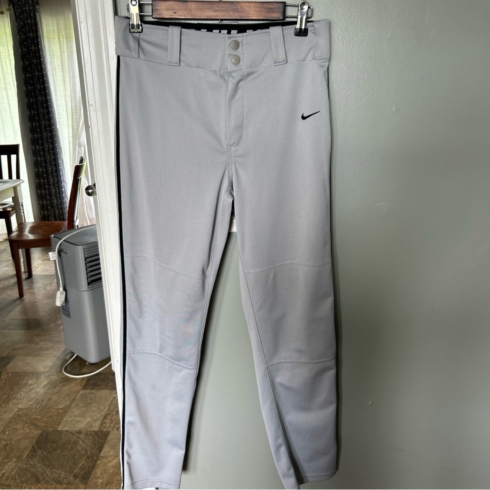 Nike Youth XL Light Gray Baseball Pants Black Stripe